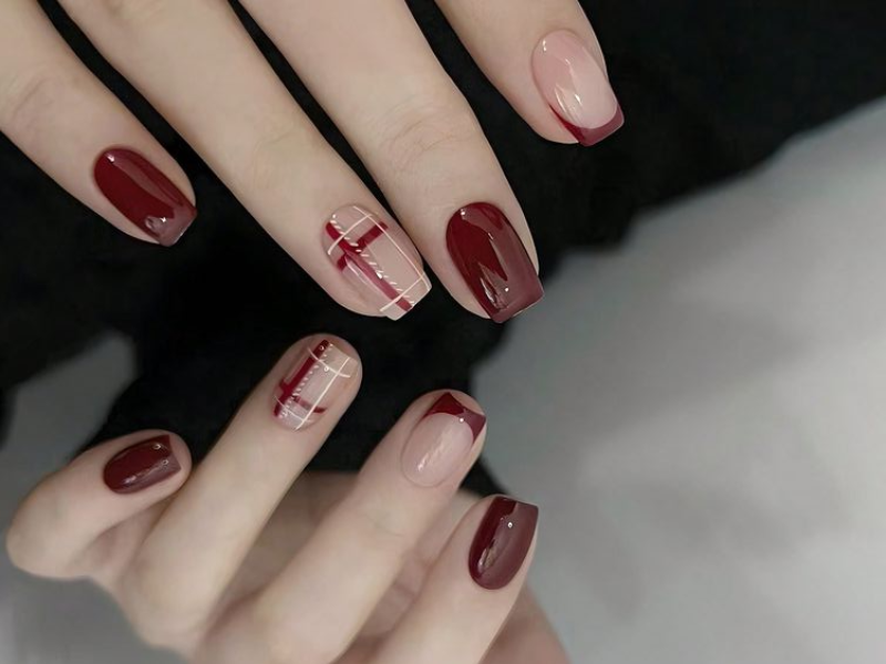 Piękne stylizacje manicure w tym roku 6 Paznokcie z geometrycznym wzorem
